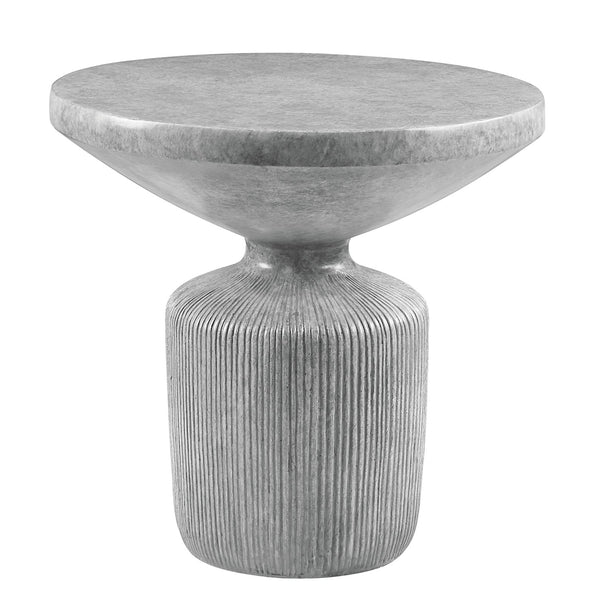 English Elm Laddie Eco-Friendly Weathered Gray End Table with 40mm Thick Cement Top, 19" Floor Clearance B2726P268056