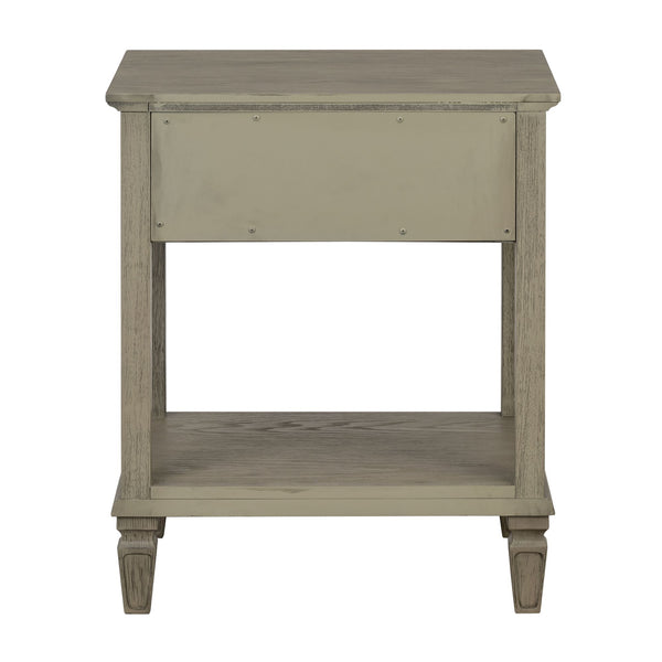 English Elm Victoria Aged Oak Nightstand with Solid Wood Legs, Wire-Brushed Veneer, Drawer & Open Shelf Grey 27 L x 22.75 W x 27.63 H B035P341169