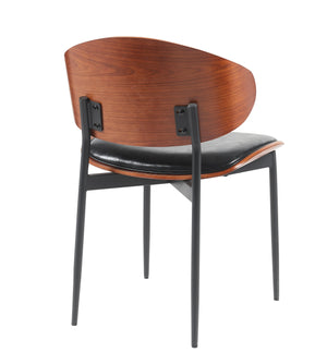 English Elm Mid-Century Dining Chairs Set Of 2 – Stylish Bentwood & Pu Leather, Matte Metal Legs, Easy Assembly! N842P290053B