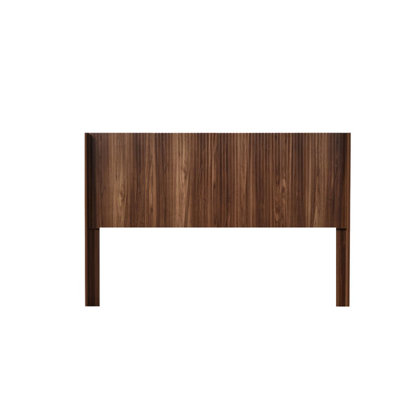 English Elm Wood Fluted Wingback Queen Headboard Wall Mounted Walnut Farmhouse Bedroom Accent W3520P327613