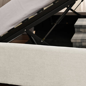 English Elm Queen Size Upholstered Hydraulic Platform Bed With Integrated Headboard & Hidden Storage, Beige W1413S00113-GIGA