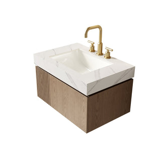 English Elm 30" Carrara White Sintered Stone Countertop Undermount Ceramic Basin Bathroom Vanity Top W2615P445749