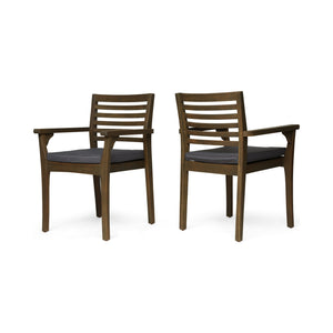 English Elm Christopher Knight Home® - EMERSON Acacia Wood Dining Chair Set of 2 with Wicker Seats, Water-Resistant Cushions, Teak Finish DARK GREY 61723.00GRY