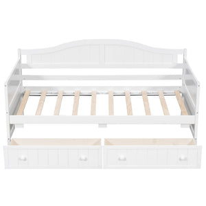 English Elm Twin Wood Daybed Sofa with Storage Drawers Arched Frame for Guest or Kids Room N708P357111K