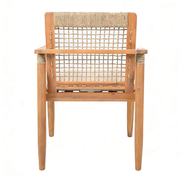 English Elm 7 Piece Acacia Wood Outdoor Dining Set Woven Rope Chairs Teak Finish Patio N762P371718D_N762P386379D6