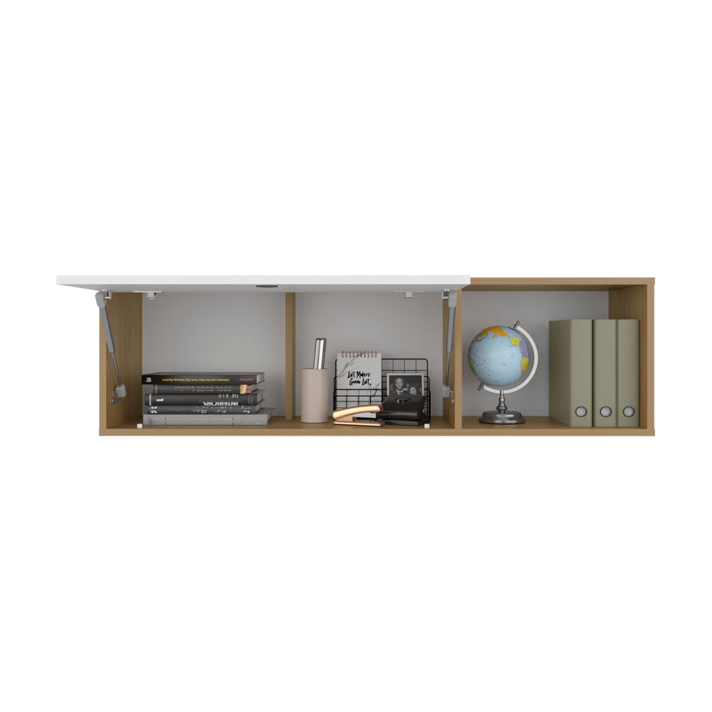 English Elm Tuckerman Wall Cabinet White/Macadamia – Sleek Engineered Wood Wall-Mounted Storage with Soft-Close Doors B092P286112