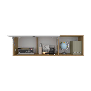 English Elm Tuckerman Wall Cabinet White/Macadamia – Sleek Engineered Wood Wall-Mounted Storage with Soft-Close Doors B092P286112