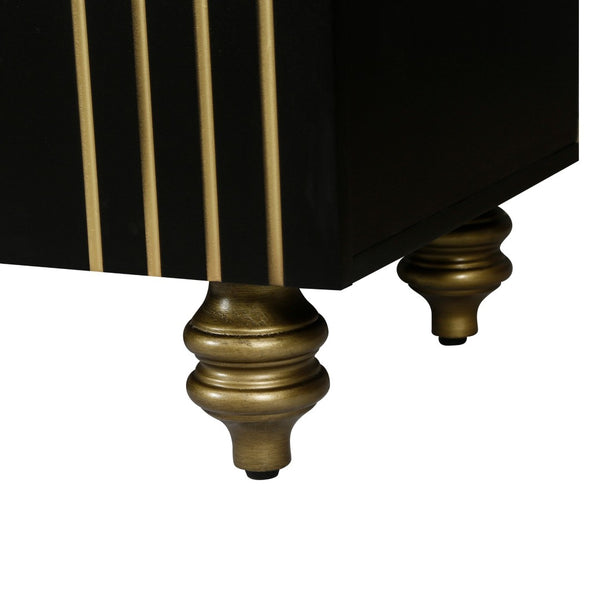 English Elm Modern Fluted Four Door Sideboard Matte Black Glam Cabinet with Gold Accent Feet W1445P256479