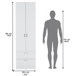 English Elm Armoire Modern 76.8" H Black Engineered Wood Wardrobe with Hanging Rod, 2 Smooth Drawers, Shelf B097P199752