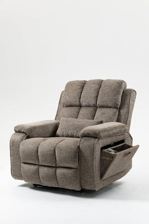 English Elm Oversized Power Lift Recliner Chair with Massage Heating and Usb Charging for Living Room Taupe W547S00072