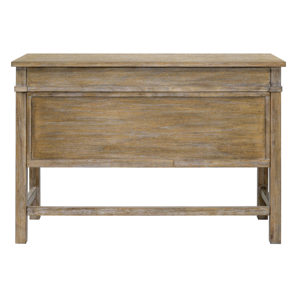 JLA Home Madison Park - Occasional Rustic Counter Table with 2 Drawers, Solid Wood Frame, Natural Finish & Pewter Handles MP120-1206