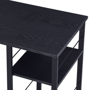 English Elm Vadna Black Finish Writing Desk with 2-Tier Shelf, Metal Open Base, Compact KD Design for Home Office B2726P278582