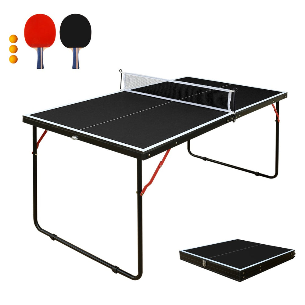 English Elm 4.5ft Foldable Ping Pong Table Mdf Surface with Net and Paddles for Play Anywhere W1408P451416