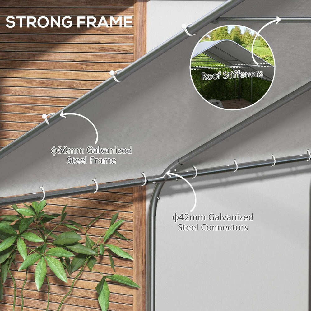 English Elm Tent Triple Bay Steel Canopy Uv30 Protection for Vehicles Events and Outdoor Storage T3971S00258
