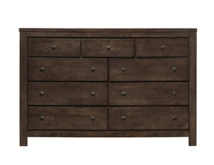 English Elm Wallace & Bay - Brown Farmhouse 9-Drawer Dresser — Rustic Wood Storage, Easy-Care Finish, Spacious 65.6" L Design for Stylish Organization B361P384477