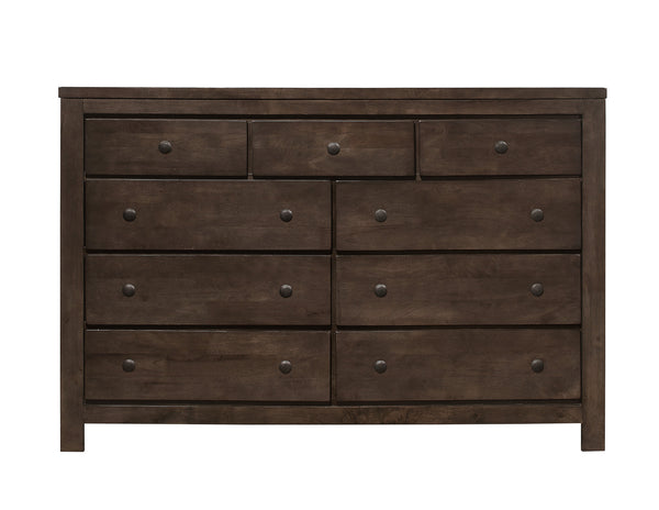 English Elm Wallace & Bay - Brown Farmhouse 9-Drawer Dresser — Rustic Wood Storage, Easy-Care Finish, Spacious 65.6" L Design for Stylish Organization B361P384477