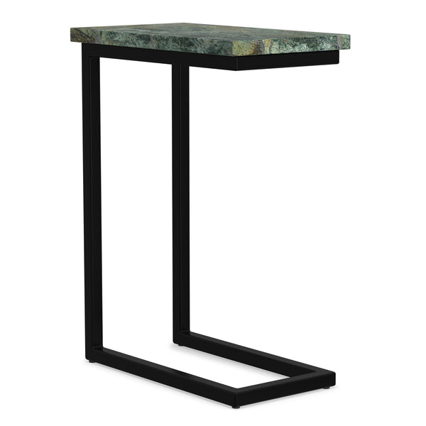English Elm Skyler Green Marble C Side Table with Black Iron Frame — Slim, Durable C-Shaped Accent for Small Spaces B136P361861