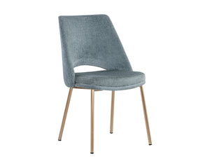 Sunpan Radella Dining Chair Set - Contemporary Design with Stylish Cutout and Antique Brass Base Elegance Bergen French Blue