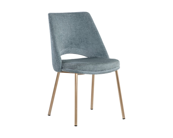 Sunpan Radella Dining Chair Set - Contemporary Design with Stylish Cutout and Antique Brass Base Elegance Bergen French Blue