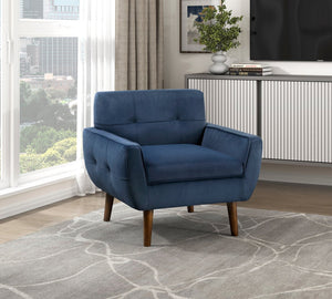 English Elm Navy Velvet Accent Chair with Tufted Back, Plush Cushion, Contemporary Armchair for Living Room B011P283266
