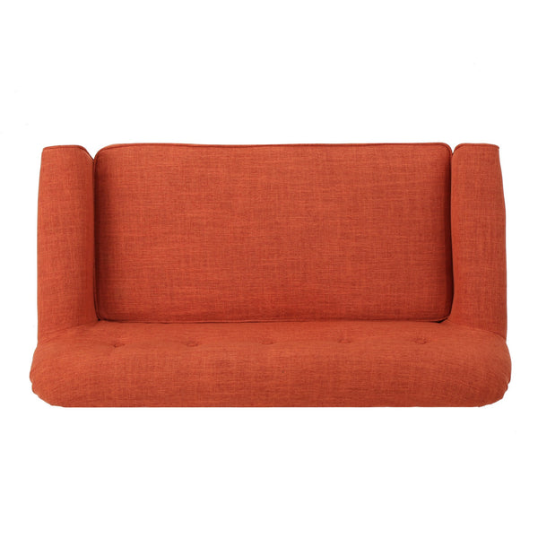 English Elm Christopher Knight Home® - LOVESEAT Elegant Two-Seater with Button-Tufting and Rolled Arms, 100% Polyester Fabric Comfort Orange 61035.00MORG