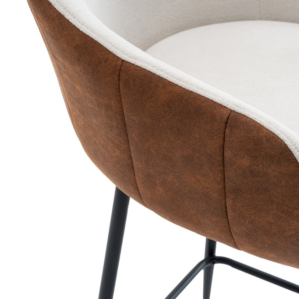 English Elm Christopher Knight Home® - 26.5'' Modern-Style Counter Height Bar Stools with Two-Tone Beige Brown Upholstery and Metal Legs, Cushioned Comfort for Kitchen Island and Home Bar (26.5" Seat) N780P225243B