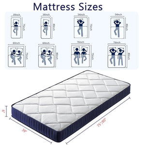 English Elm Twin Hybrid Mattress Pocket Springs Memory Foam Medium Soft Sleep for Bunk Beds W3203P290452