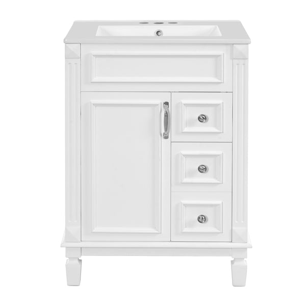 English Elm 24" Bathroom Vanity With Elegant Ceramic Sink, Stylish Storage, And Timeless French Design For Small Spaces N710P318989K