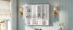 English Elm 35 Inch Wall Mount Medicine Cabinet Soft Close Mirror Storage for Modern Bathroom White N710P389453K