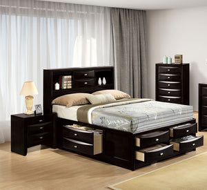 English Elm Contemporary Full Bed Set with Bookcase Headboard Storage Drawers and Two Nightstands B2741S00572
