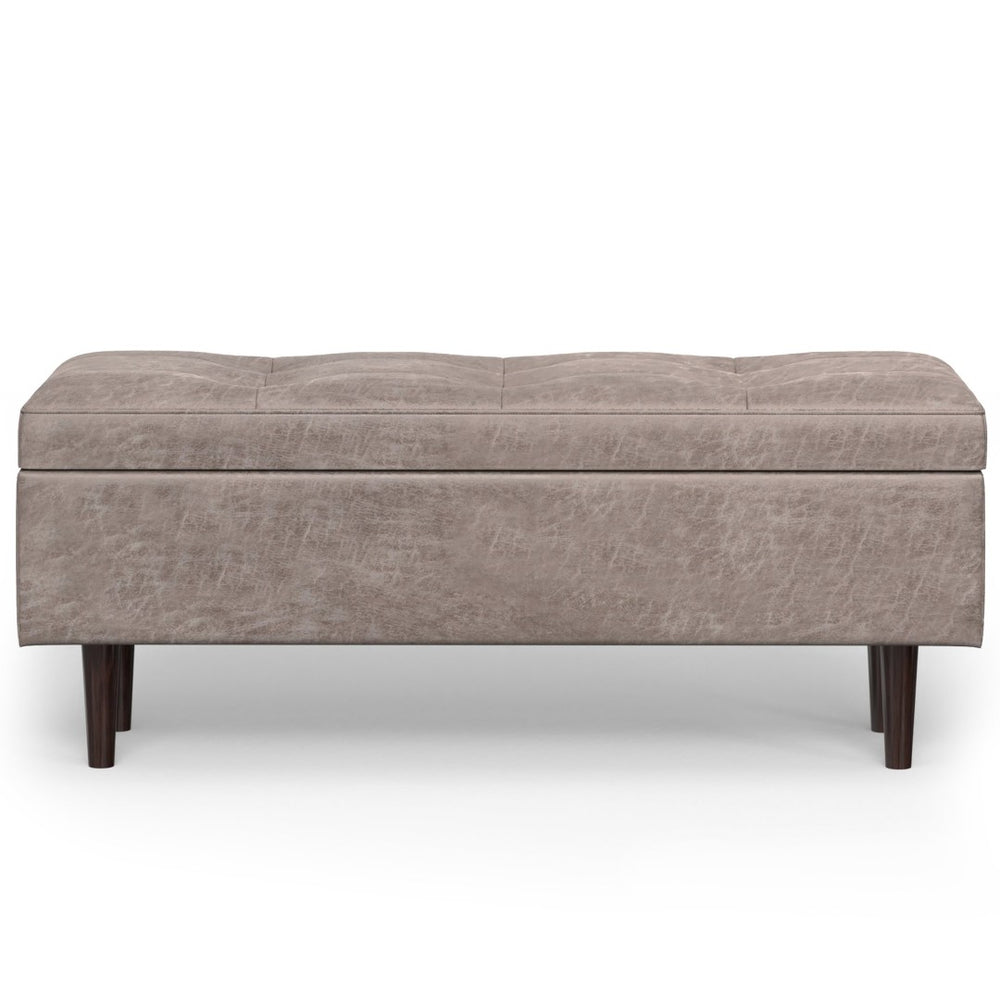 English Elm Shay Mid-Century Rectangular Storage Ottoman - Versatile Vegan Leather Seat With Hidden Compartment B136P252687-GIGA