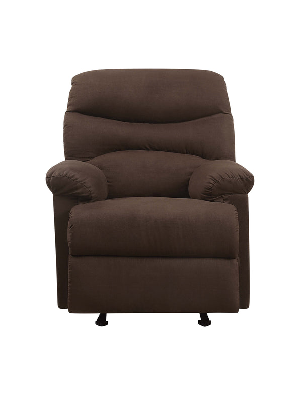 English Elm Arcadia Plush Microfiber Motion Recliner with Pillow-Top Arms, Smooth Latch Mechanism for Relaxation Chocolate 32 L x 31 W x 27 H B2726P256681