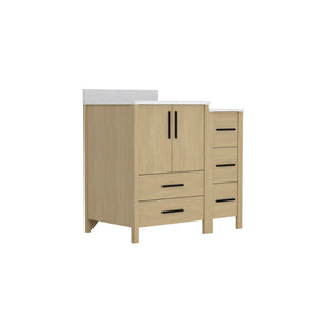 English Elm 108"w×22"d×34"h Freestanding Double Sink Vanity with White Countertop Soft Close T3785S00001
