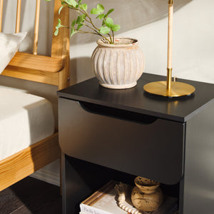 Domm Modern Scandinavian Nightstand with Open Cubby, Sleek Design & Quick 30-Minute Assembly