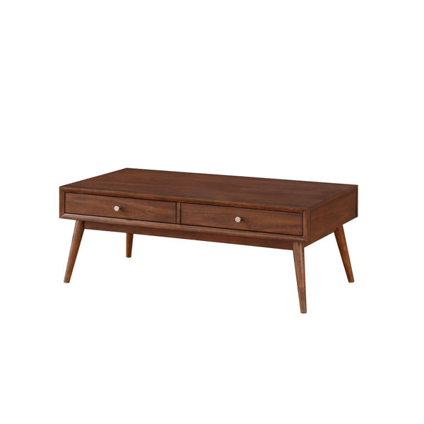 English Elm 2 Drawer Walnut Veneer Coffee Table Splayed Legs Mid-century Modern Living Room B056P416790