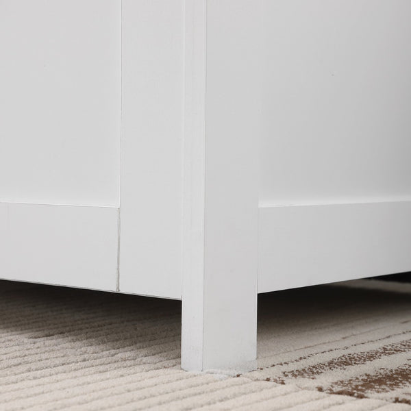 English Elm Storage Bench with Hinged Lid White Retro Box Organizer for Entryway or Bedroom Foot W3151P449053