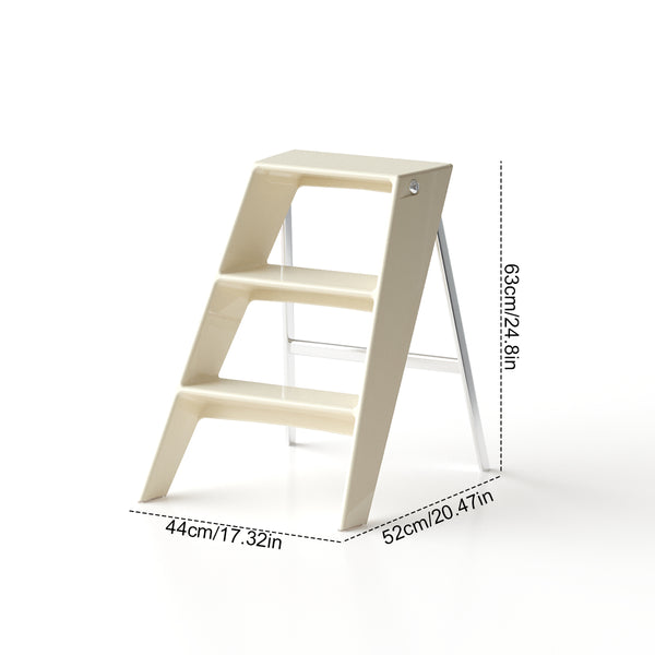 English Elm Home Foldable Ladder Frame multi-use ABS+Steel stool side table bookshelf anti-slip compact stand White W3318P308256