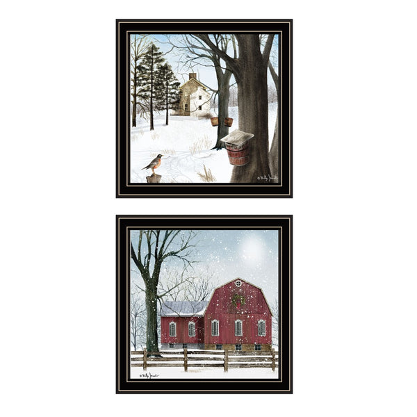 English Elm Trendy Decor 4u Billy Jacobs Two Piece Winter Pastoral Framed Art Set for Home B067P256612
