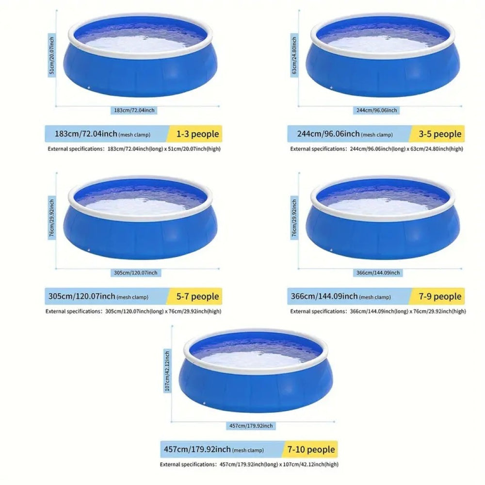 English Elm Inflatable Family Pool Heavy Duty Pvc Coil Mesh Round Backyard Summer Oasis W2710P305040