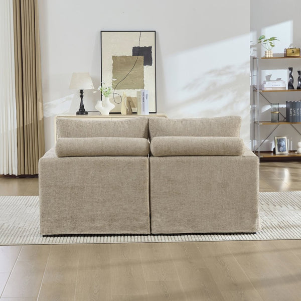 English Elm 63.39" Chenille Convertible Sofa Bed with Pocketed Spring Cushions for Modern Living Spaces Taupe W3189S00031