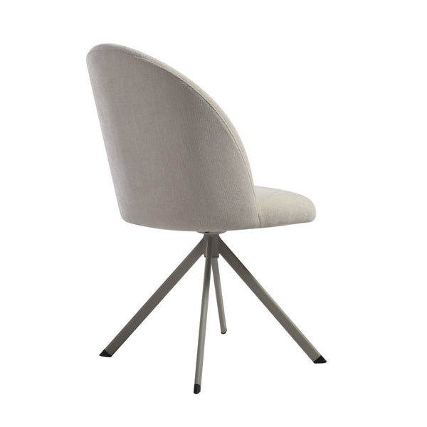 English Elm Hallie Swivel Upholstered Dining Chair Set Cream Fabric Ergonomic Curved Back for Two B2736P464807