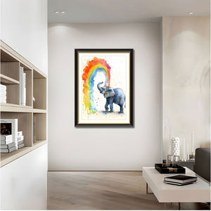 English Elm Set Of 2 Colorful Elephant Prints – Modern Framed Wall Art With Replaceable Canvas For Kids & Living Rooms T3976P383241-GIGA