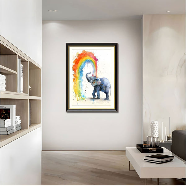 English Elm Set Of 2 Colorful Elephant Prints – Modern Framed Wall Art With Replaceable Canvas For Kids & Living Rooms T3976P383241-GIGA
