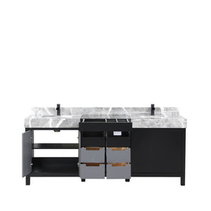 English Elm Black And Grey Double Bath Vanity, 80" W With Castle Grey Marble Top & Matte Black Faucet Set B2731P261123