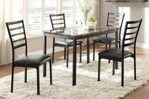 English Elm Black Faux Marble Dining Table 48" Rectangular Metal Frame Casual 4-Seater Compact Design B011P262347