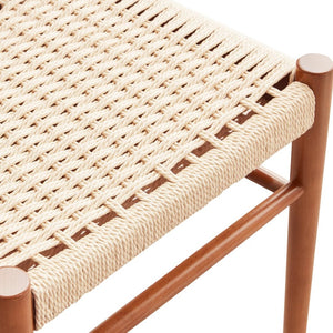 English Elm Dining Chairs with Handwoven Rope Seats and Iron Frame Mid Century Modern Set of 2 Beige,Walnut T3623P431442