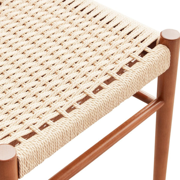 English Elm Dining Chairs with Handwoven Rope Seats and Iron Frame Mid Century Modern Set of 2 Beige,Walnut T3623P431442