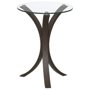 English Elm Helena Cappuccino Round Glass Top Accent Side Table — Warm Espresso Finish, Sturdy Wood Frame, Modern Design B062P328693