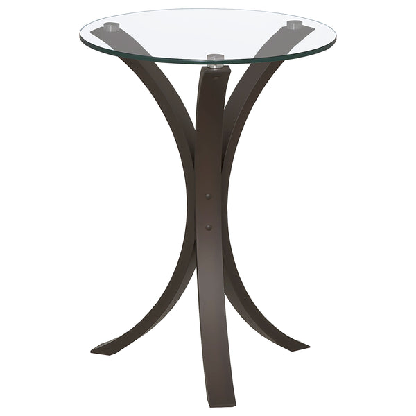 English Elm Helena Cappuccino Round Glass Top Accent Side Table — Warm Espresso Finish, Sturdy Wood Frame, Modern Design B062P328693