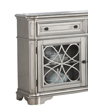 English Elm Traditional Elegant Server with Spacious Drawers and Cabinet Storage for Dining Room Organization and Style Silver 59 L x 44 W x 27 H B011P395602